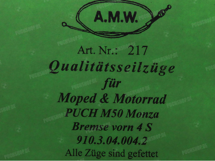 Bowdenzug Puch Monza 4S Bremszug Vorne A.M.W. 